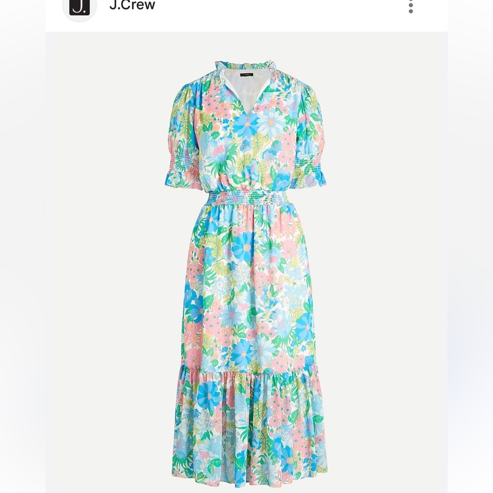 J. Crew Smocked Ruffle Dress